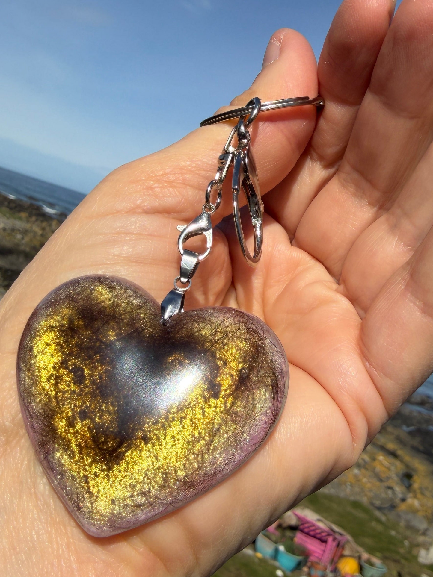 Pet Memorial Heart Keychain with Ashes or Hair