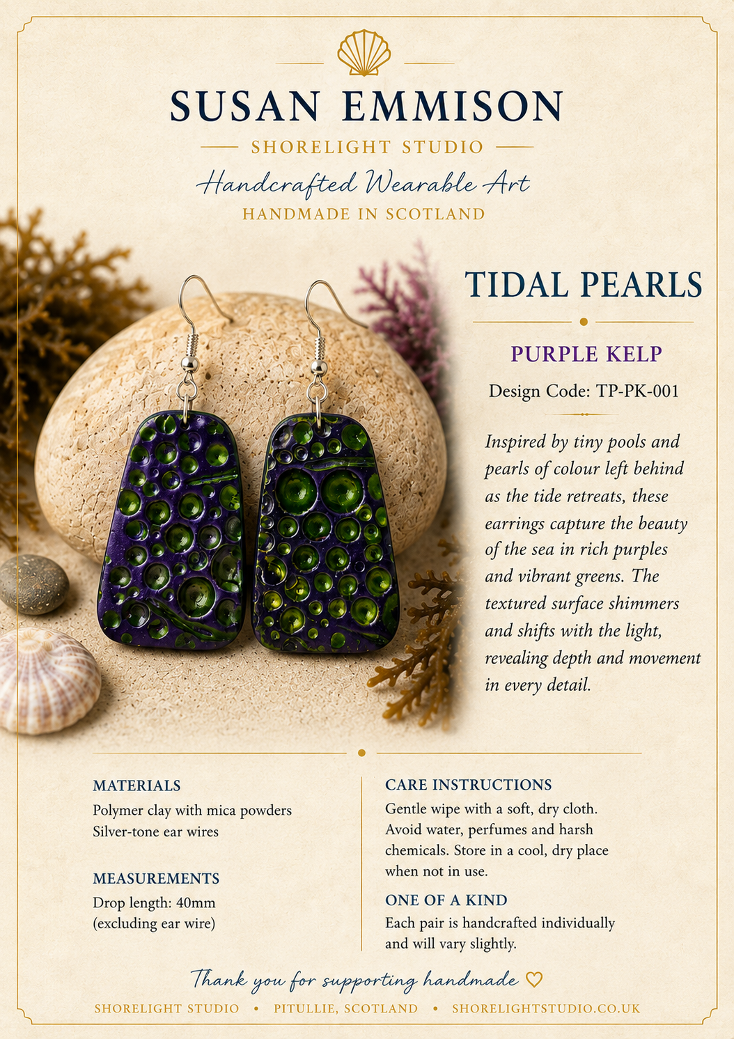 Tidal Pearls – Purple Kelp Earrings