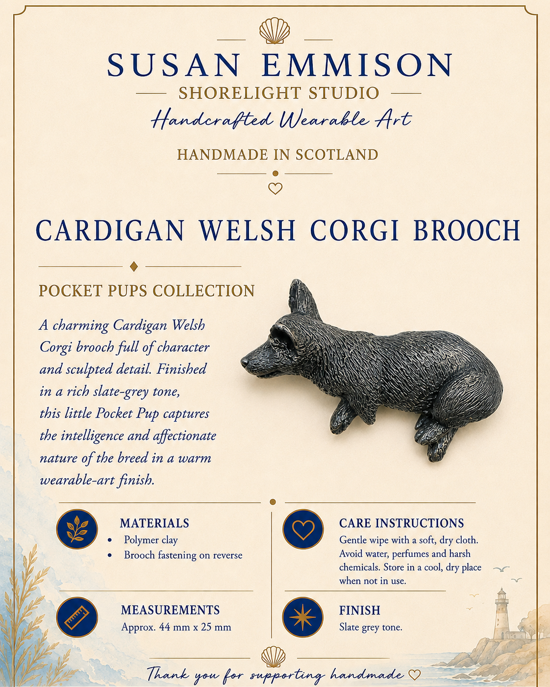 Cardigan Welsh Corgi Brooch