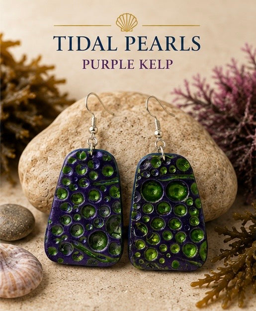 Tidal Pearls – Purple Kelp Earrings