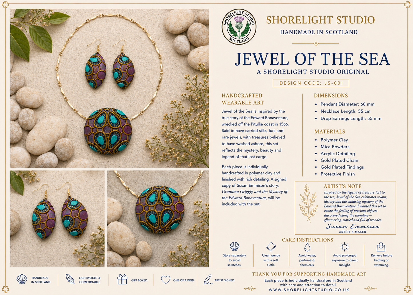 Jewel of the Sea Necklace and Earring Set