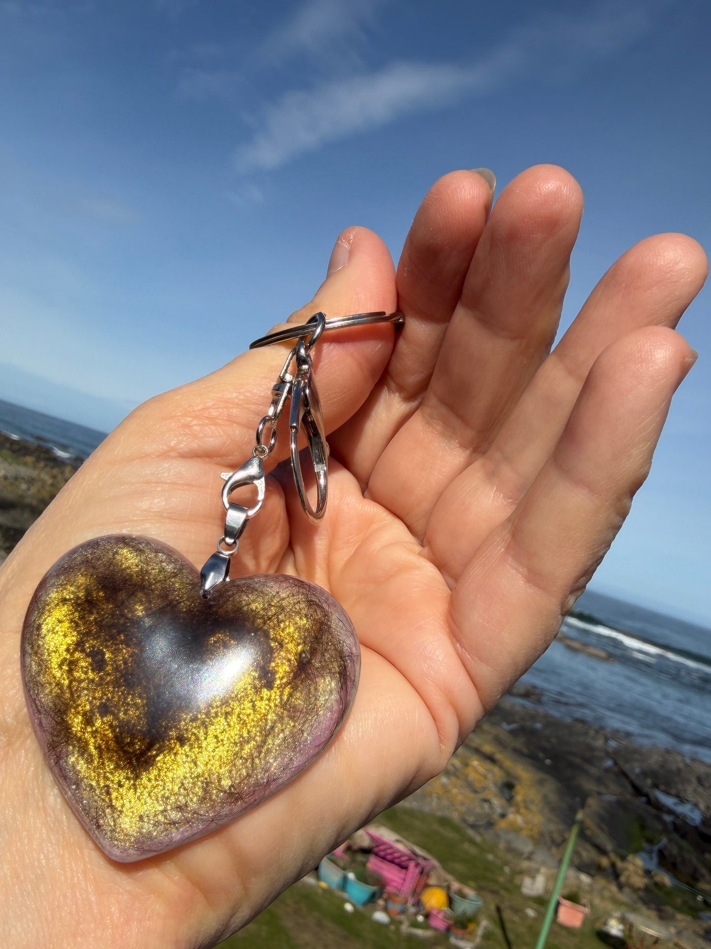 Pet Memorial Heart Keychain with Ashes or Hair