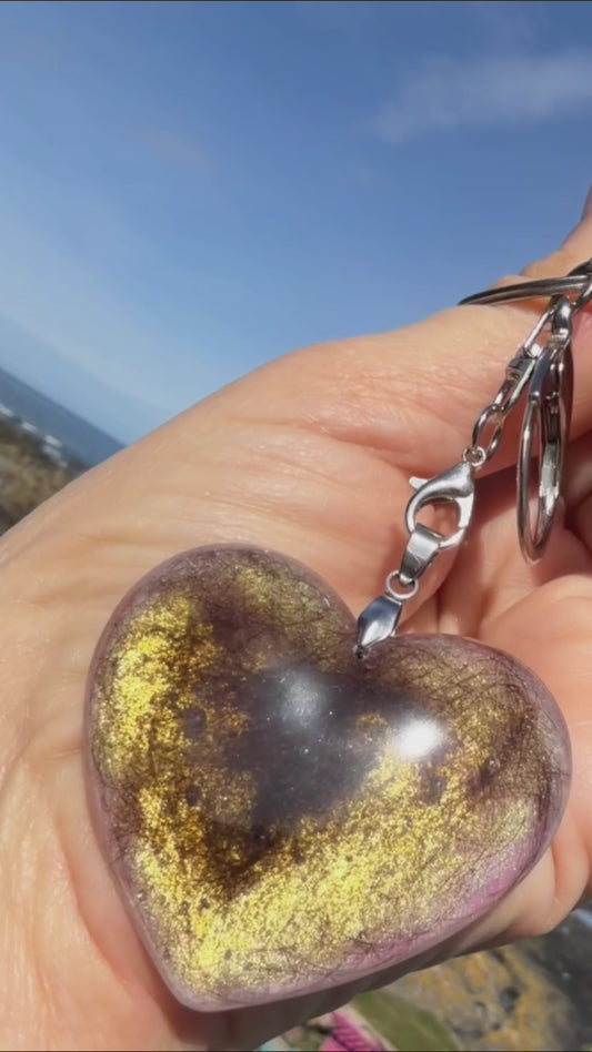 Pet Memorial Heart Keychain with Ashes or Hair